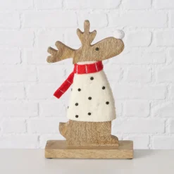 Figur Irschel sortiert Hirsch 15 x 4,5 x 25 cm cremeweiß rot Textil Holz