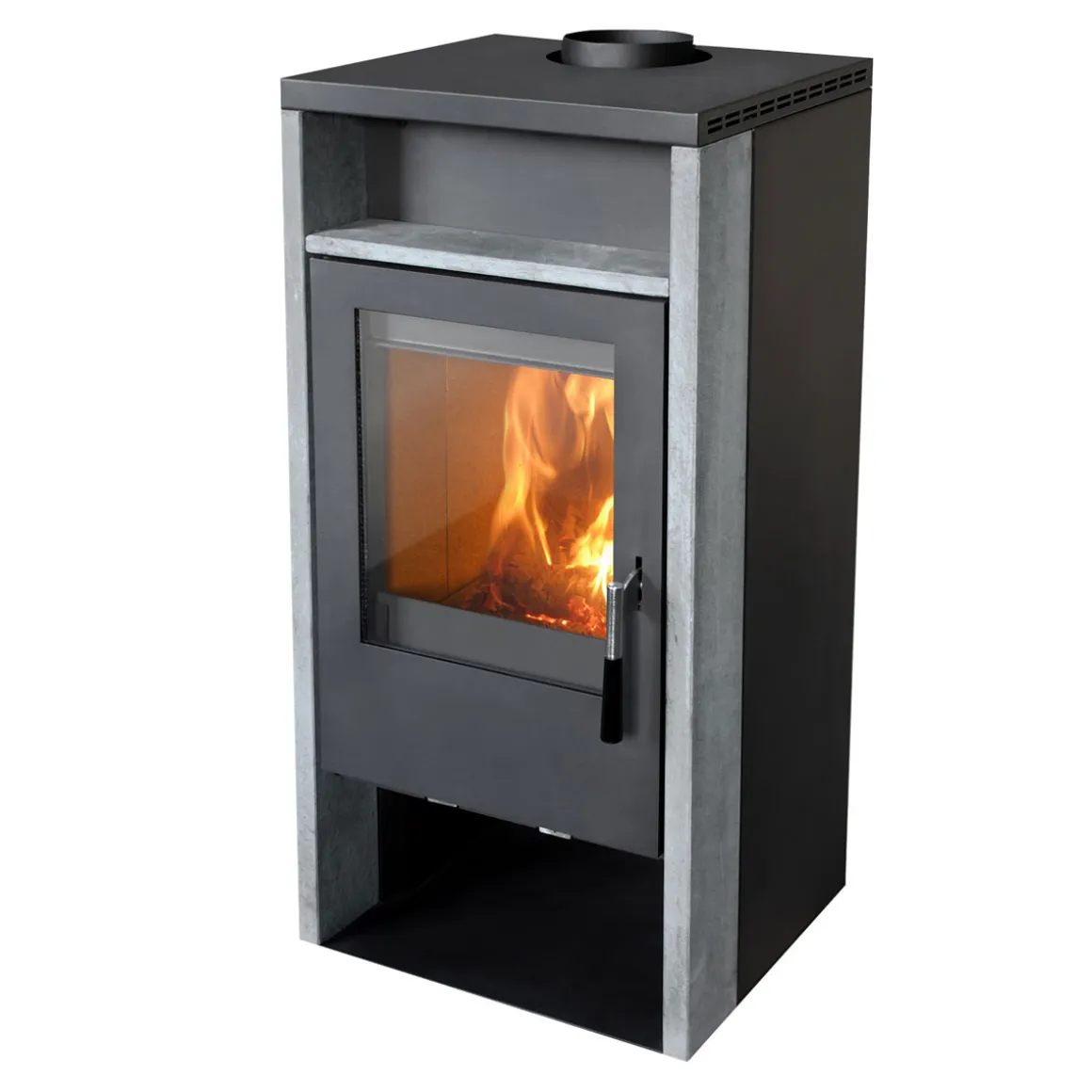FIREFIX Kaminofen „Kronos“ Naturstein 6 kW mit Holzfach