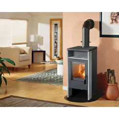 FIREFIX Kaminofen „Kronos“ Naturstein 6 kW mit Holzfach