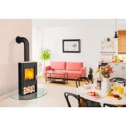 Fireplace Kaminofen Tuvalu Sandstein Top6 kW Anschl. oben 150mm