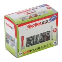 Fischer Dübel DuoPower 6 x 30 mm mit Panhead-Schraube 50 Stück