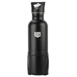 Fischer Trinkflasche Edelstahl mit Halter schwarz 750 ml