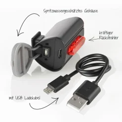 Fischer Bikes LED-Akku-Beleuchtungs-Set 3-teilig