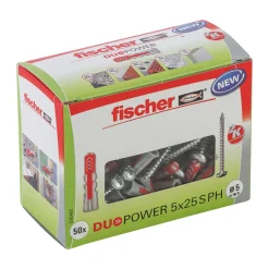 Fischer Dübel DuoPower 5 x 25 mm mit Panhead-Schraube 50 Stück