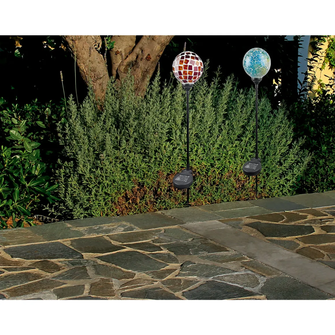 Flector Garten LED-Solar-Gartenstecker Mosaik blau