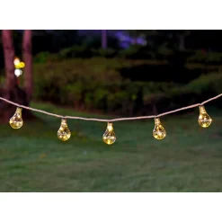 Flector Garten LED-Solar-Lichterkette Golden Vintage mit Naturfaser
