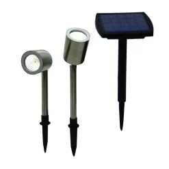 Flector Garten LED-Solar-Spotbeleuchtung Edelstahloptik 2er-Set