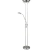 Flector LED- Deckenfluter Lagos m. Leseleuchte H180cm 20W+5W warmweiss, dimmbar, Metall