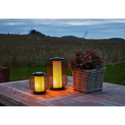 Flector Solar-Laterne Kea inkl Flammeneffekt schwarz Metall