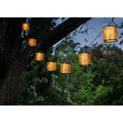 Flector Solar-Lichterkette Golden Cubic Shine inkl 8 Lampenschirme gold