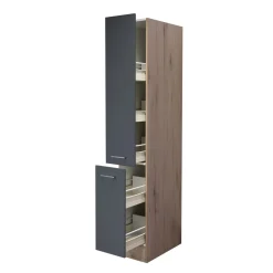 Flex-Well Küchen-Apothekerschrank „Tiago“, 30x200x57,1 cm, basaltgrau/ San Remo Eiche