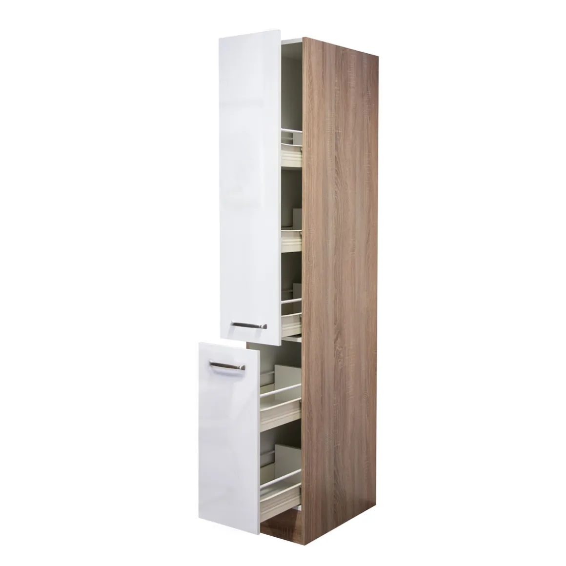 Flex-Well Küchen-Apothekerschrank „Valero“ 30x200x57,1 cm, weiß/Sonoma Eiche