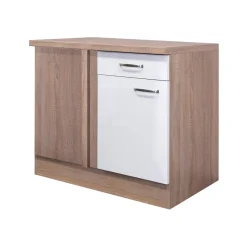 Flex-Well Küchen-Eckunterschrank „Valero“, 110x86x60 cm, weiß/Sonoma Eiche