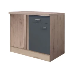 Flex-Well Küchen-Eckunterschrank „Tiago“, 110x85x60 cm, basaltgrau/San Remo Eiche