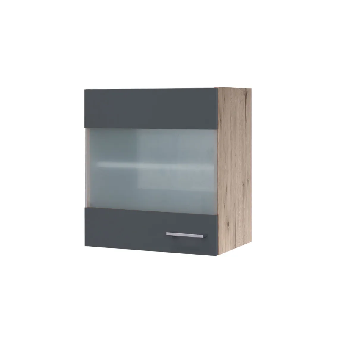 Flex-Well Küchen-Glasoberschrank „Tiago“, 50x54,8x32 cm, basaltgrau/San Remo Eiche