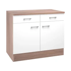 Flex-Well Küchenunterschrank „Samoa“, 100x85x60 cm, weiß/Sonoma Eiche