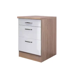 Flex-Well Küchenunterschrank „Valero“ 60x86x60 cm, weiß/Sonoma Eiche