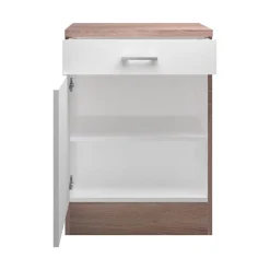 Flex-Well Küchenunterschrank „Samoa“, 60x85x60 cm, weiß/Sonoma Eiche