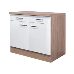 Flex-Well Küchenunterschrank „Valero“, 100x86x60 cm, weiß/Sonoma Eiche