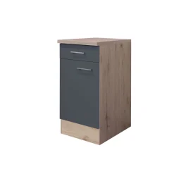 Flex-Well Küchenunterschrank „Tiago", 40x85x60 cm, basaltgrau/San Remo Eiche