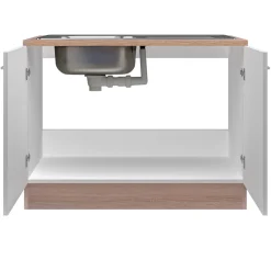 Flex-Well Spülenunterschrank „Samoa“, 100x82,2x57,1 cm, weiß/Sonoma Eiche, inkl. Spüle