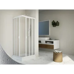 FORTE Eckduschkabine „Vela“ Eckduschkabine mit Schiebesystem 75 x 90 cm