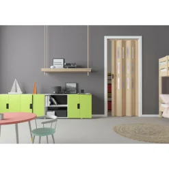 FORTE Kunststoff-Falttür Luciana B 88,5 x H 202 cm Esche holz3 D 3 Fenster