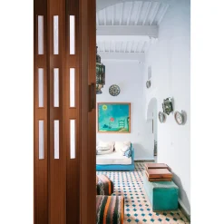 FORTE Kunststoff-Falttür Luciana B 88,5 x H 202 cm Mahagoni 3 Fenster