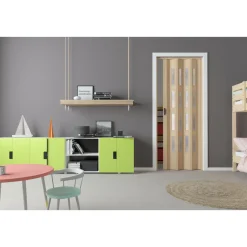 FORTE Kunststoff-Falttür Luciana B 88,5 x H 202 cm Esche holz 3 D 4 Fenster