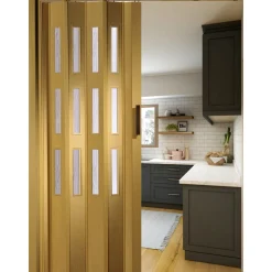 FORTE Kunststoff-Falttür Luciana B 88,5 x H 202 cm Eiche hell 3 Fenster