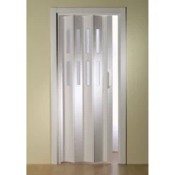 FORTE Kunststoff-Falttür Luciana B 88,5 x H 202 cm weiß 2 Fenster