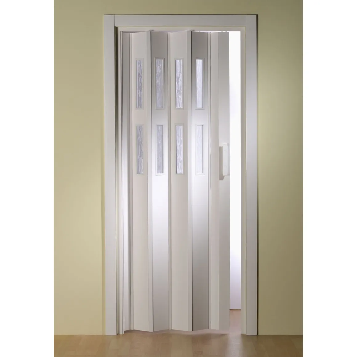 FORTE Kunststoff-Falttür Luciana B 88,5 x H 202 cm weiß 2 Fenster