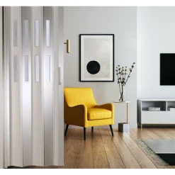 FORTE Kunststoff-Falttür Luciana B 88,5 x H 202 cm weiß 2 Fenster
