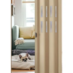 FORTE Kunststoff-Falttür Luciana B 88,5 x H 202 cm Esche holz 3 D 2 Fenster