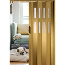 FORTE Kunststoff-Falttür Luciana B 88,5 x H 202 cm Eiche hell 2 Fenster