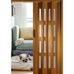 FORTE Kunststoff-Falttür Luciana B 88,5 x H 202 cm Buche 4 Fenster