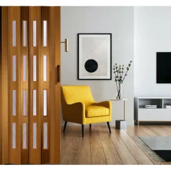 FORTE Kunststoff-Falttür Luciana B 88,5 x H 202 cm Buche 4 Fenster