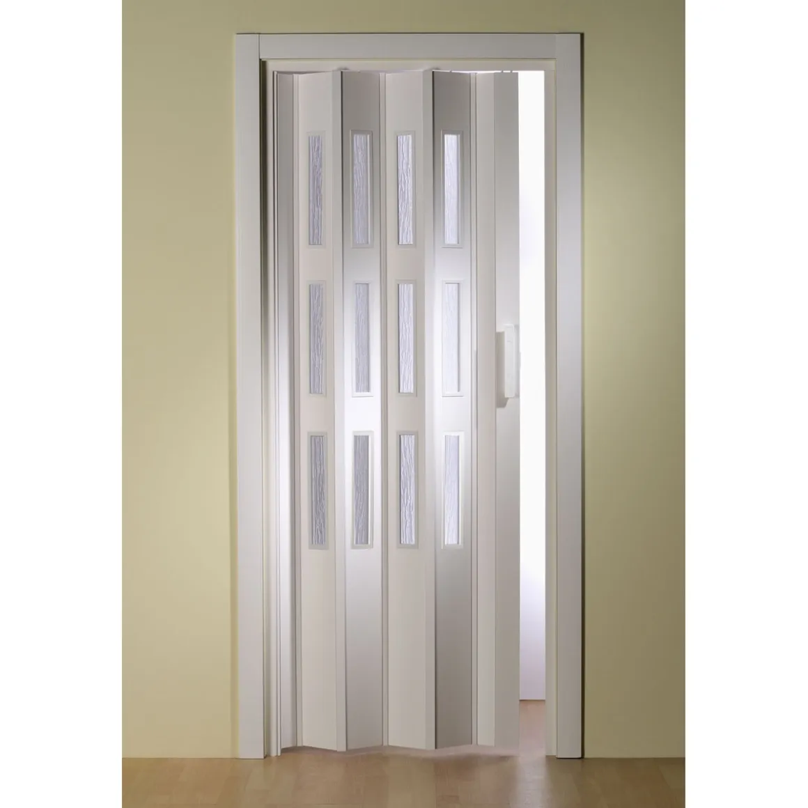 FORTE Kunststoff-Falttür Luciana B 88,5 x H 202 cm weiß 3 Fenster