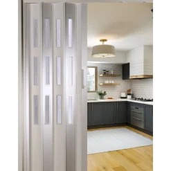 FORTE Kunststoff-Falttür Luciana B 88,5 x H 202 cm weiß 3 Fenster