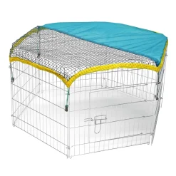 Freigehege mit Abdecknetz 6-eck