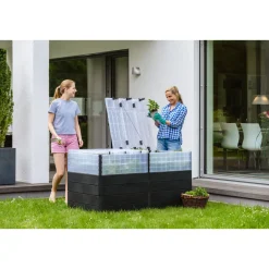 Garantia Hochbeet Ergo Quadro TurboPlus 2 L 80 Stone, inkl. FLORA Wassersparsystem