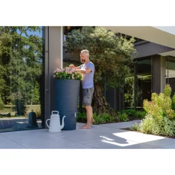 Garantia Regentonne Natura 2in1 210 Liter graphite grey inkl. Pflanzschale
