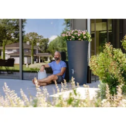 Garantia Regentonne Natura 2in1 210 Liter graphite grey inkl. Pflanzschale