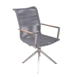 Garden Pleasure Drehstuhl RUBIERA, 2er Set Edelstahl, Olefin Seil, Teak FSC 100%