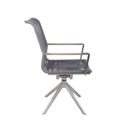 Garden Pleasure Drehstuhl RUBIERA, 2er Set Edelstahl, Olefin Seil, Teak FSC 100%