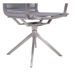 Garden Pleasure Drehstuhl RUBIERA, 2er Set Edelstahl, Olefin Seil, Teak FSC 100%