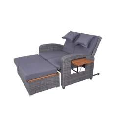 Garden Pleasure Funktionssofa BARI Stahl, Kunststoffgeflecht, Akazie