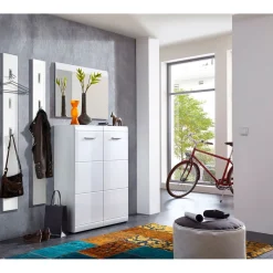 Garderobenpaneel Home Hochglanz mit ausklappbare Kleiderhaken 15 x 170 x 4 cm weiß