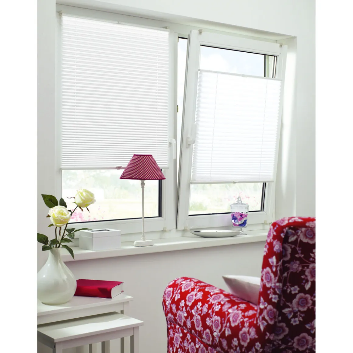 Gardinia Plissee Easyfix mit 2 Bedienschienen 100 x 130 cm weiß