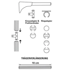 Gardinia Universal Träger 1- und 2-Lauf für Durchmesser 20 mm 15 cm Edelstahl-optik